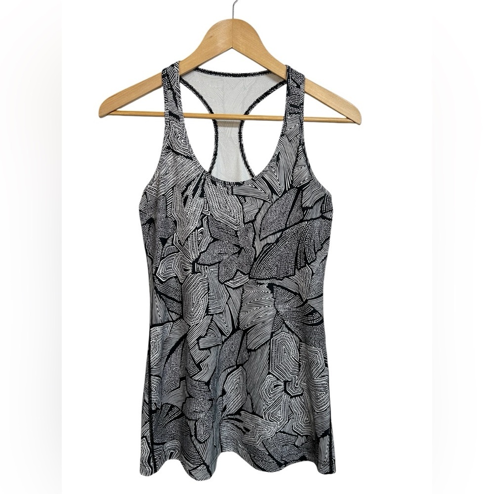 lululemon athletica Black and White Printed Racerback Tank